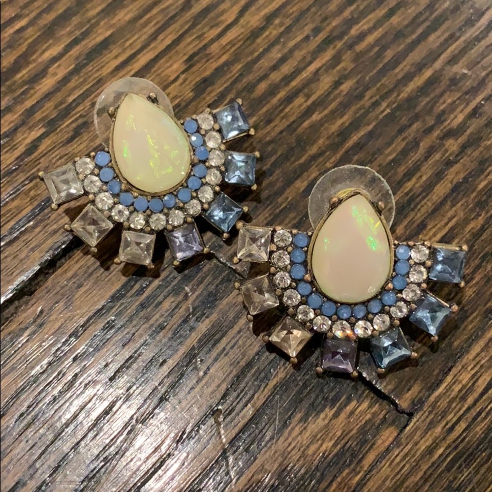 Blue costume jewelry earrings iridescent